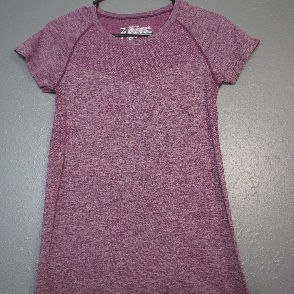 Zella Womens Purple Seamless Short Sleeve Athletic Workout Shirt Size Medium